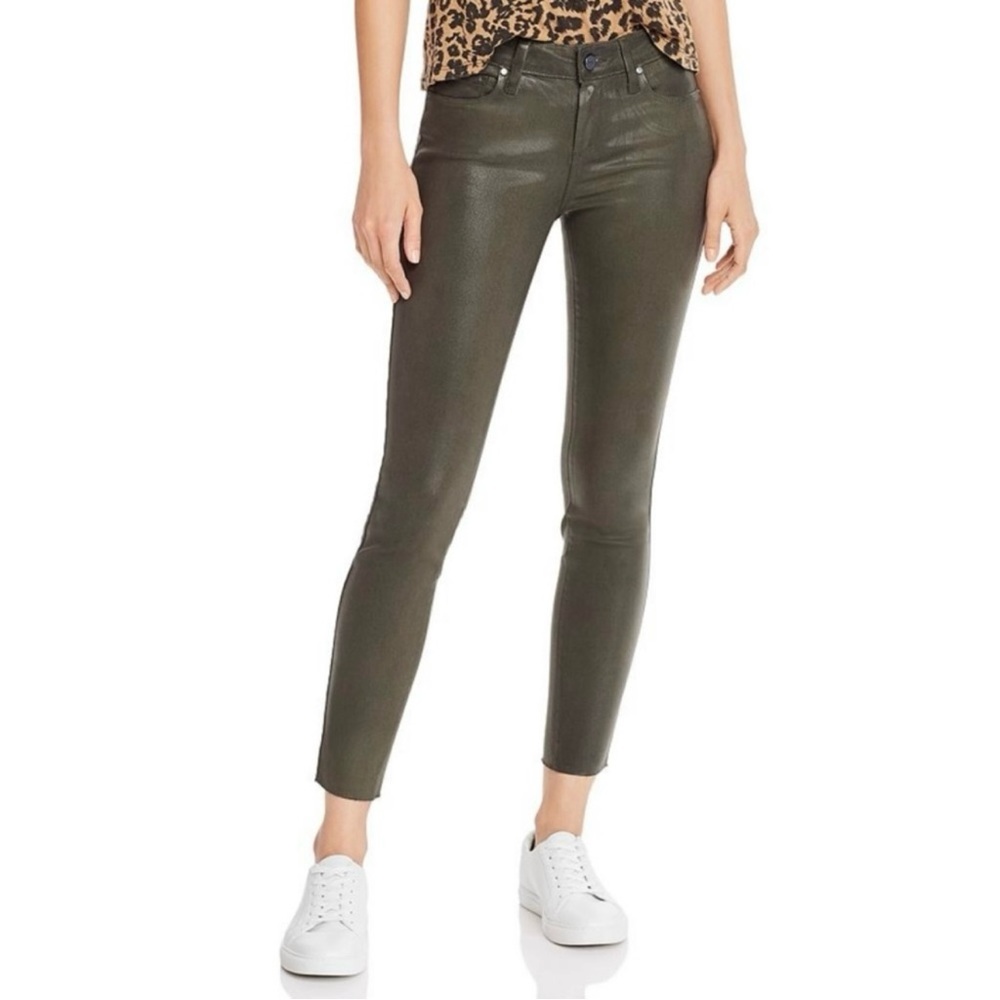 *PAIGE* Olive Coated Skinny Jeans